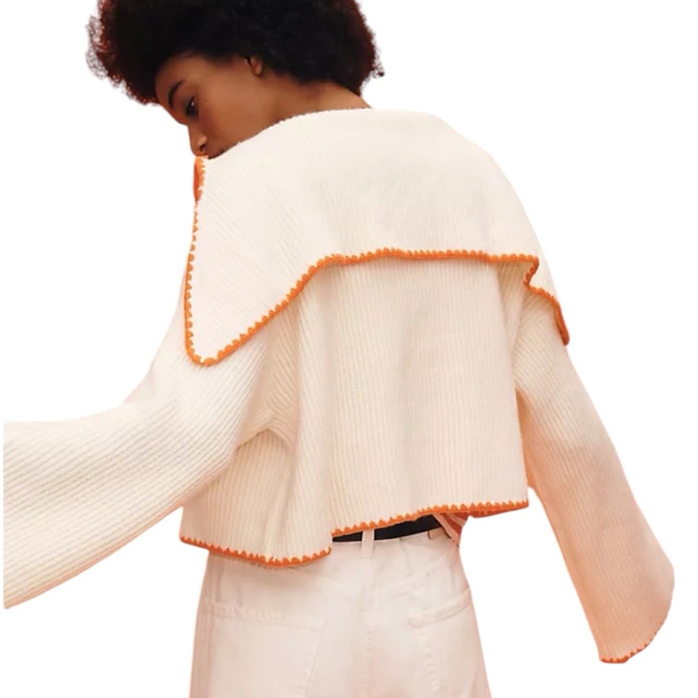 MAEVE Anthropologie Whipstitch Cardigan Sweater Oversized Boho Flared Sleeve